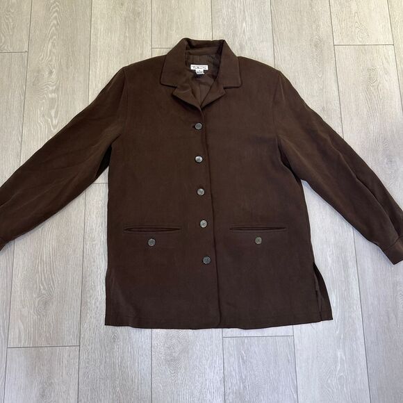 Vintage women Talbots brown oversized jacket fall‎ blazer 100% silk size 8 - Picture 1 of 6